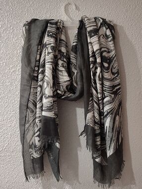 Charcoal & White Marble Pattern Women's Scarf,  Ladies Scarf